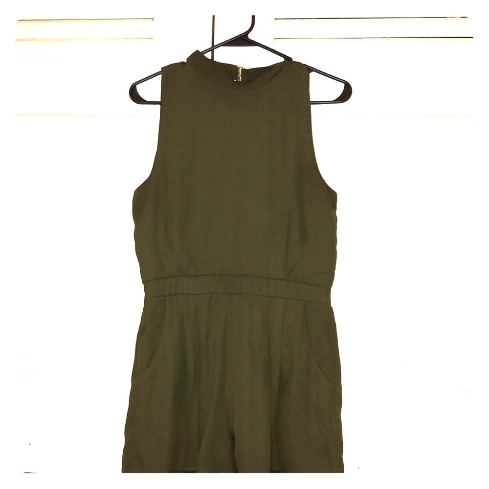 Olive high neck romper